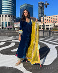 Fariba Blue Bell Sleeve Mrunal Thakur Velvet Kurta Set