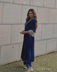 Fariba Blue Bell Sleeve Sonam Bajwa Velvet Kurta Set