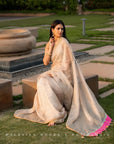 Fariba Ivory Malvika Mohnan Golden Tissue Sari Set