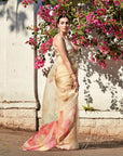 Gul Ivory Floral Prerna Goel Organza Sari