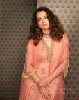 Pastel Pink Jaal Kangana Ranaut Organza Kurta Set