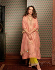 Pastel Pink Jaal Kangana Ranaut Organza Kurta Set