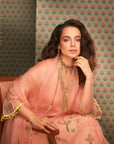 Pastel Pink Jaal Kangana Ranaut Organza Kurta Set