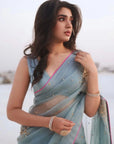 Gul Ice Blue Sequin Krithi Shetty Flower Sari