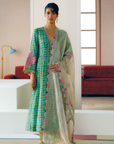 Zyra Green Gultara Printed Side Kali Kurta Set