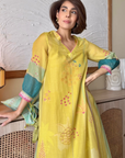 Roohi likhde In Zyra Yellow Nadira Printed Kurta Set