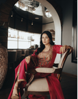 Shehnaz Gill Jester Red Yoke Boota Kurta set