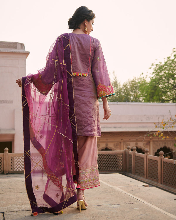 Zahra Purple Check Tikki Dupatta