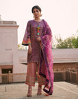 Zahra Purple Check Tikki Dupatta