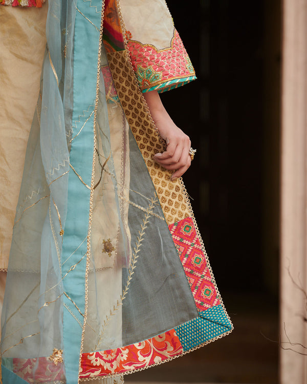 Zahra Ice Blue Check Tikki Dupatta