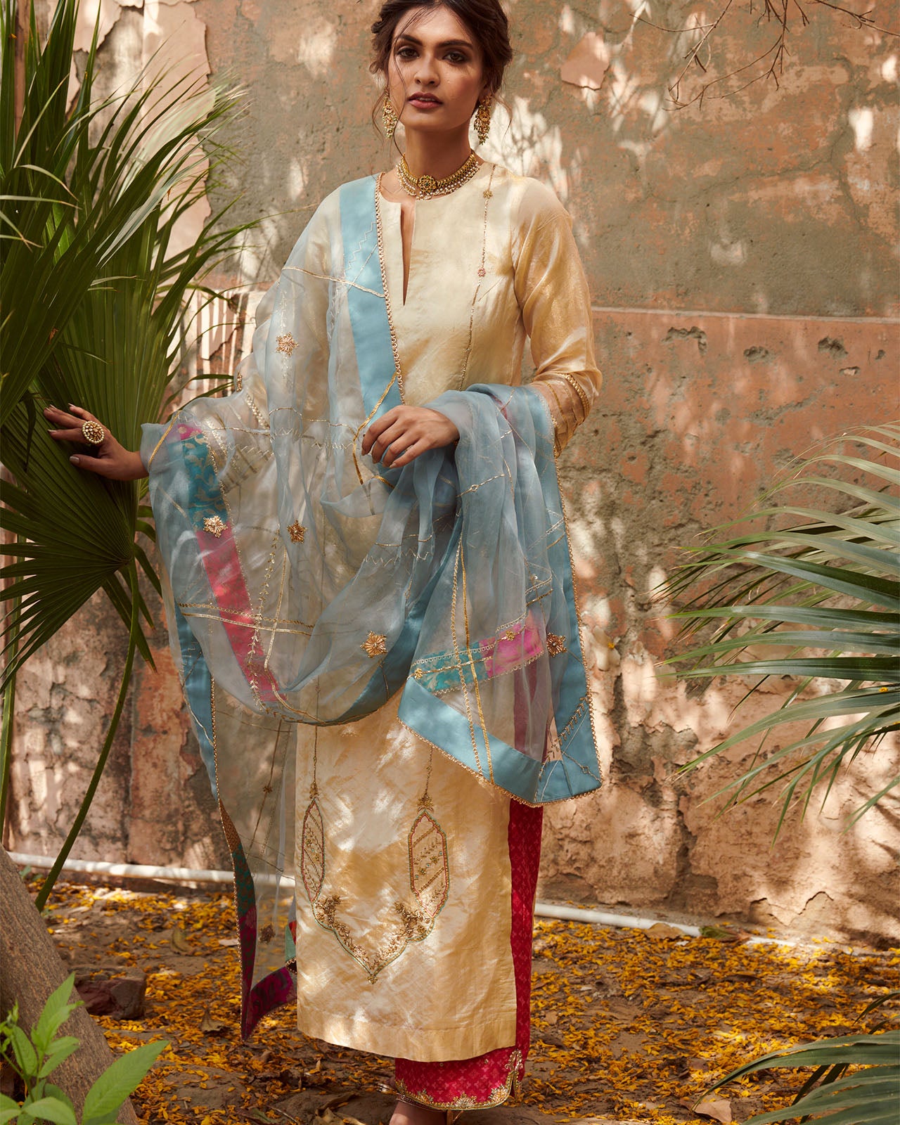 Zahra Ice Blue Check Tikki Dupatta