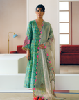 Zyra Green Gultara Printed Side Kali Kurta Set