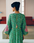 Zyra Green Gultara Printed Side Kali Kurta Set