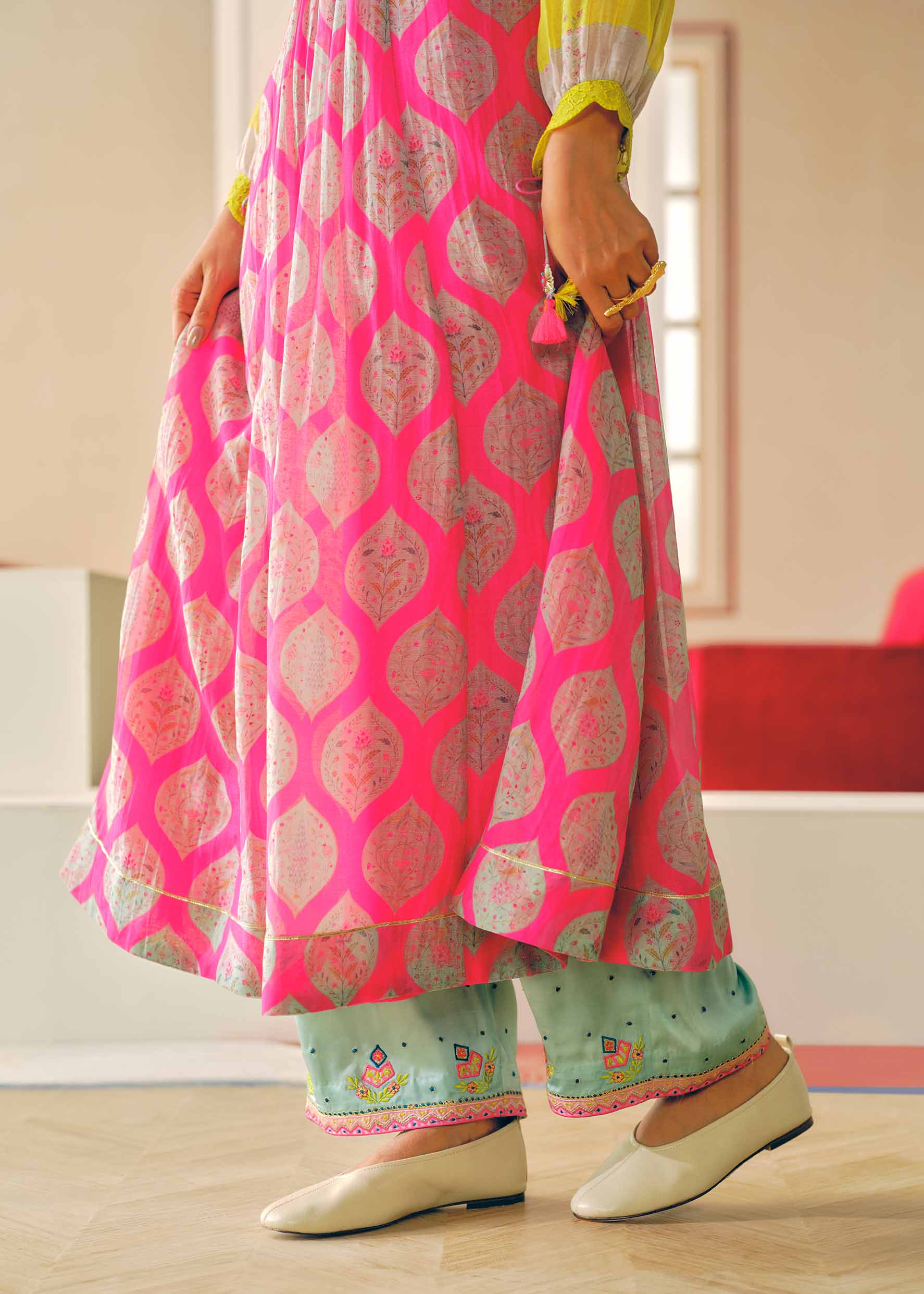 Zyra Hot Pink Mehzbeen Printed Kurta Set