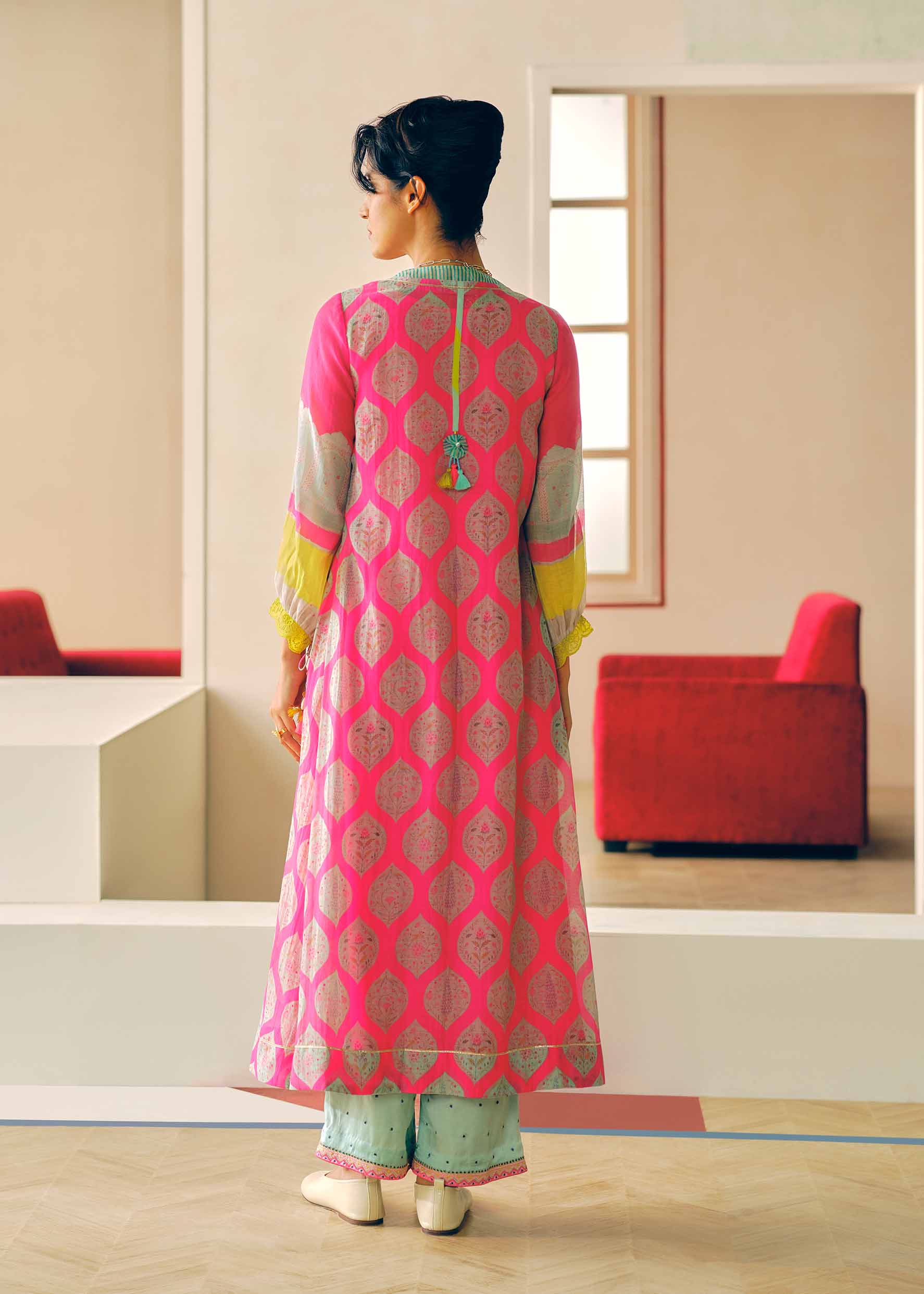 Zyra Hot Pink Mehzbeen Printed Kurta Set