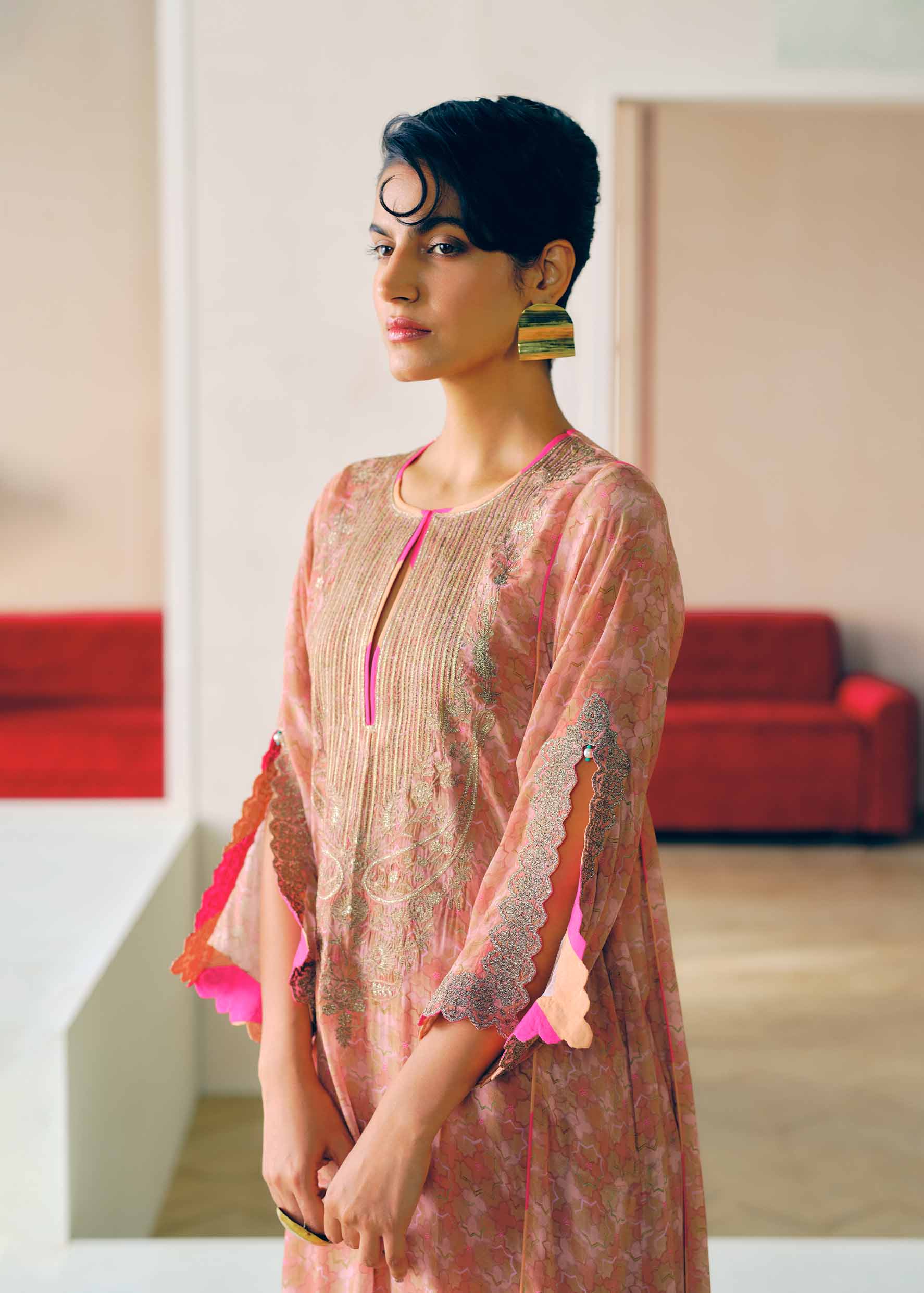 Zyra Pastel Pink Gultara Printed Kurta Set