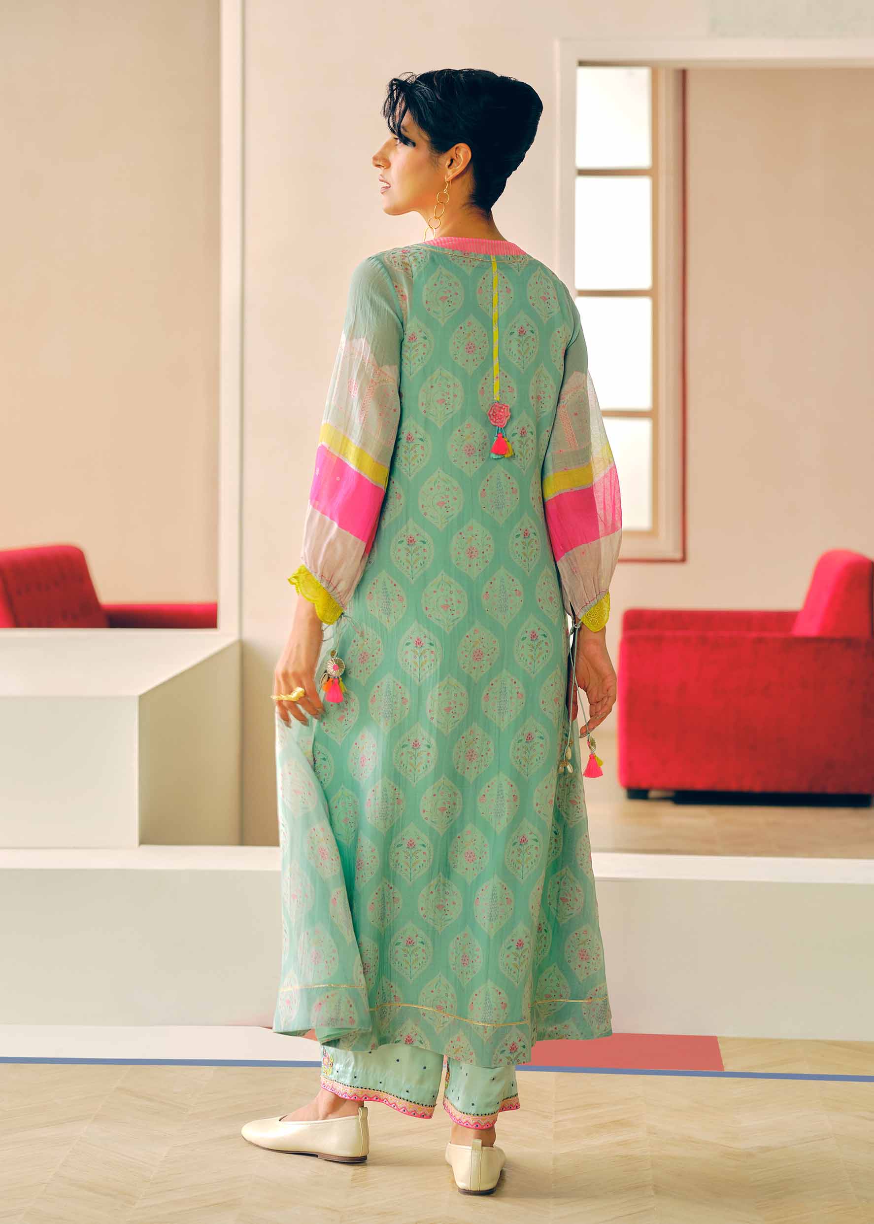 Zyra Powder Blue Mehzbeen Printed Kurta Set