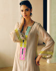 Zyra Grey Gultara Neckline Kurta Set