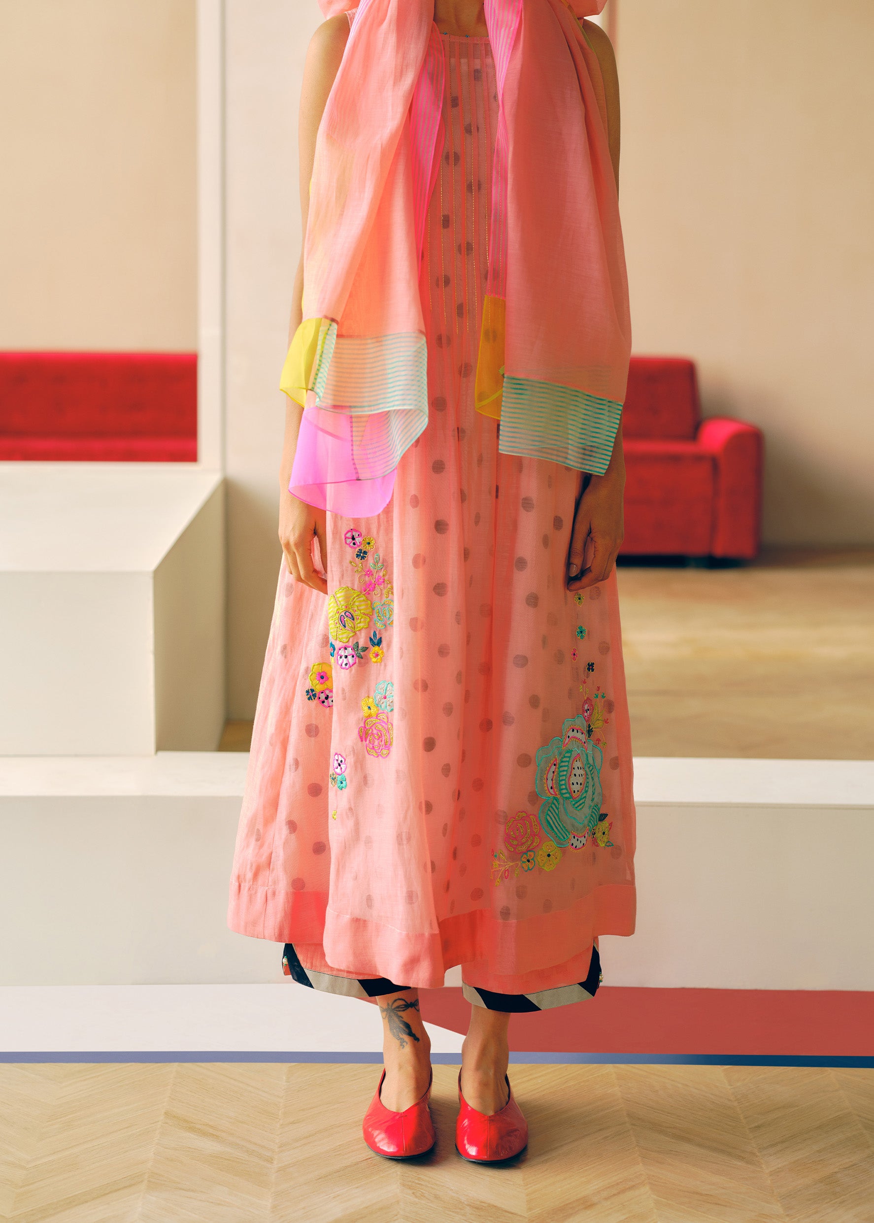 Zyra Rose Pink Pintucks Kurta Set