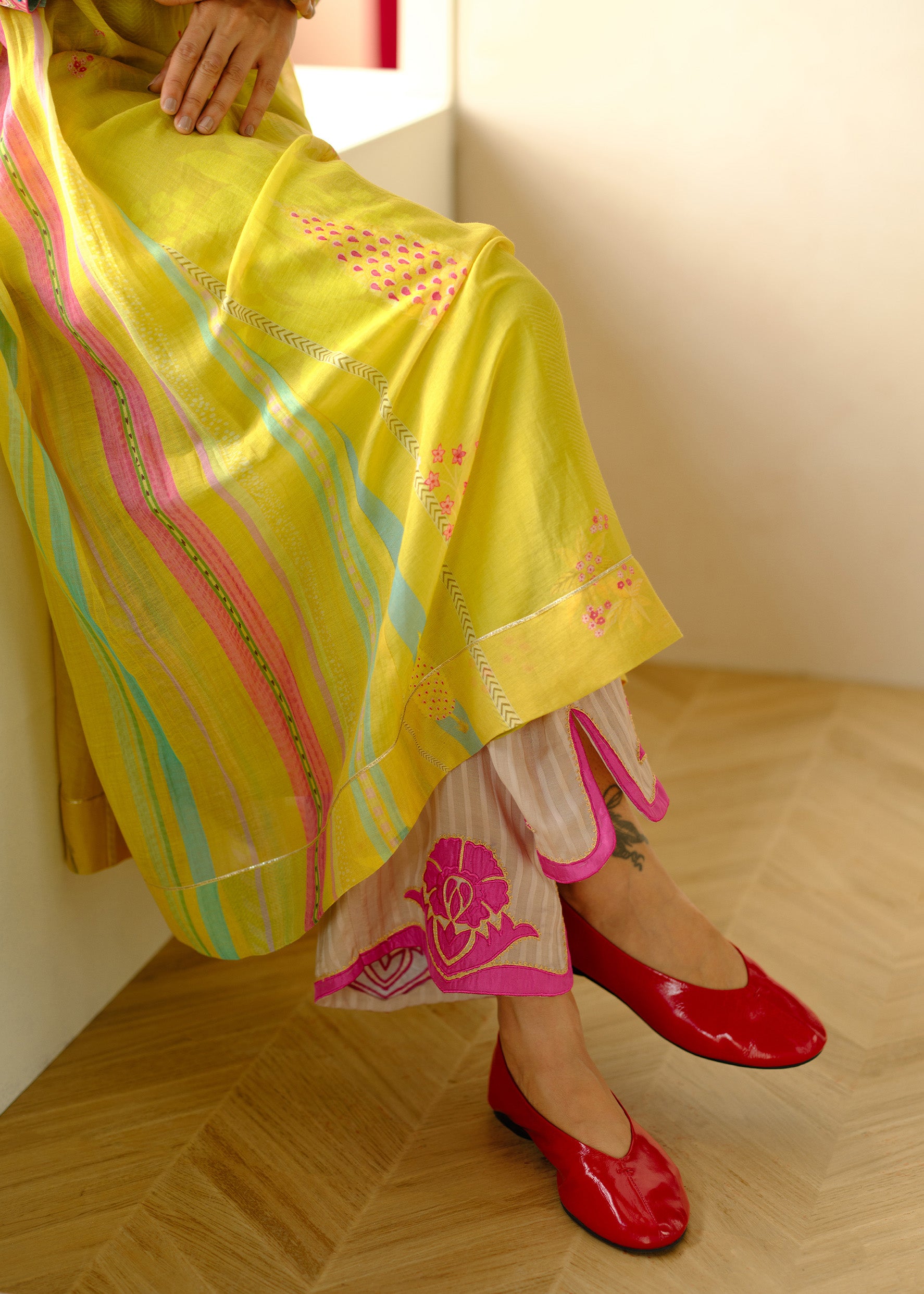 Zyra Yellow Nadira Printed Kurta Set
