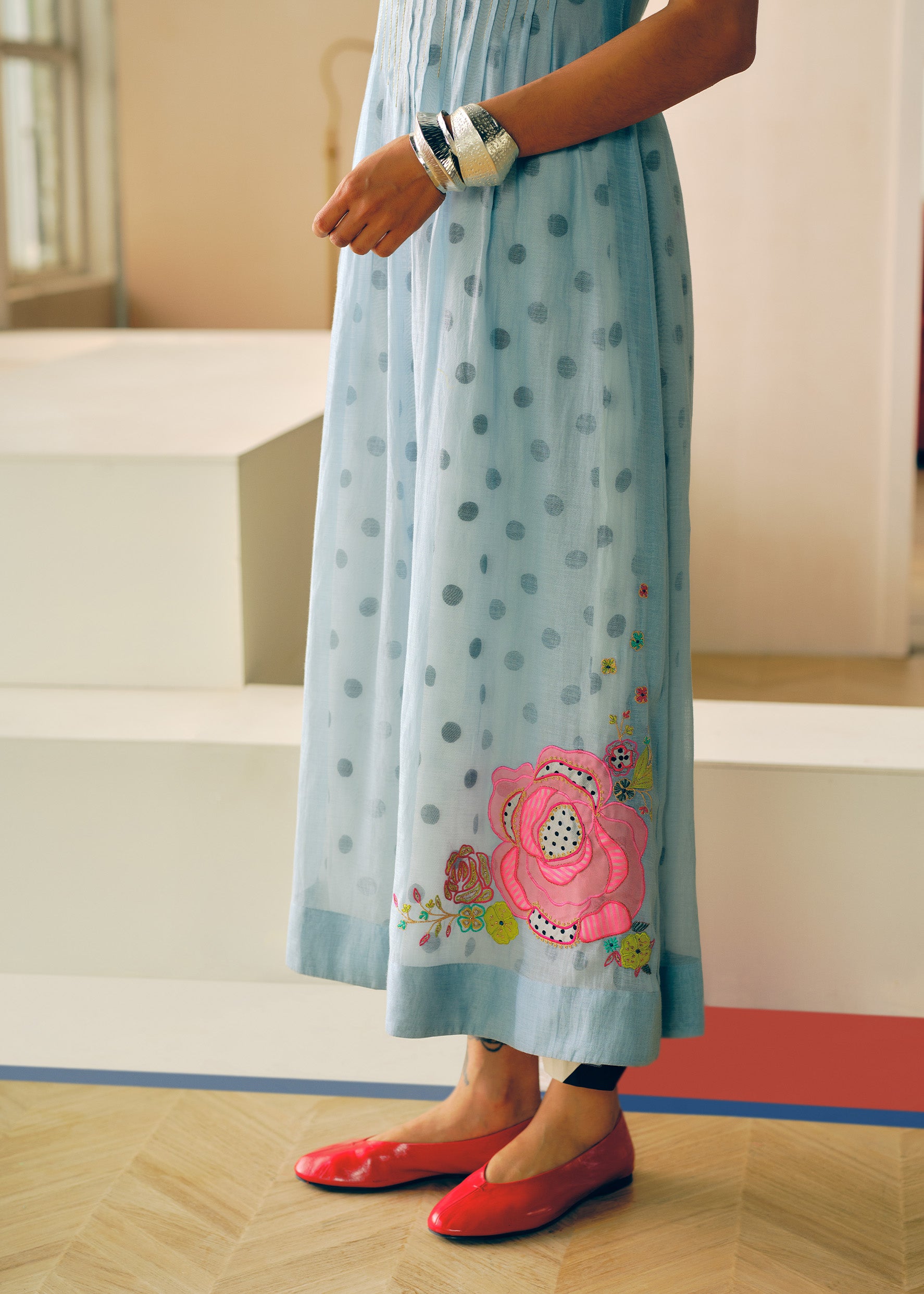 Zyra Ice Blue Pintucks Kurta Set