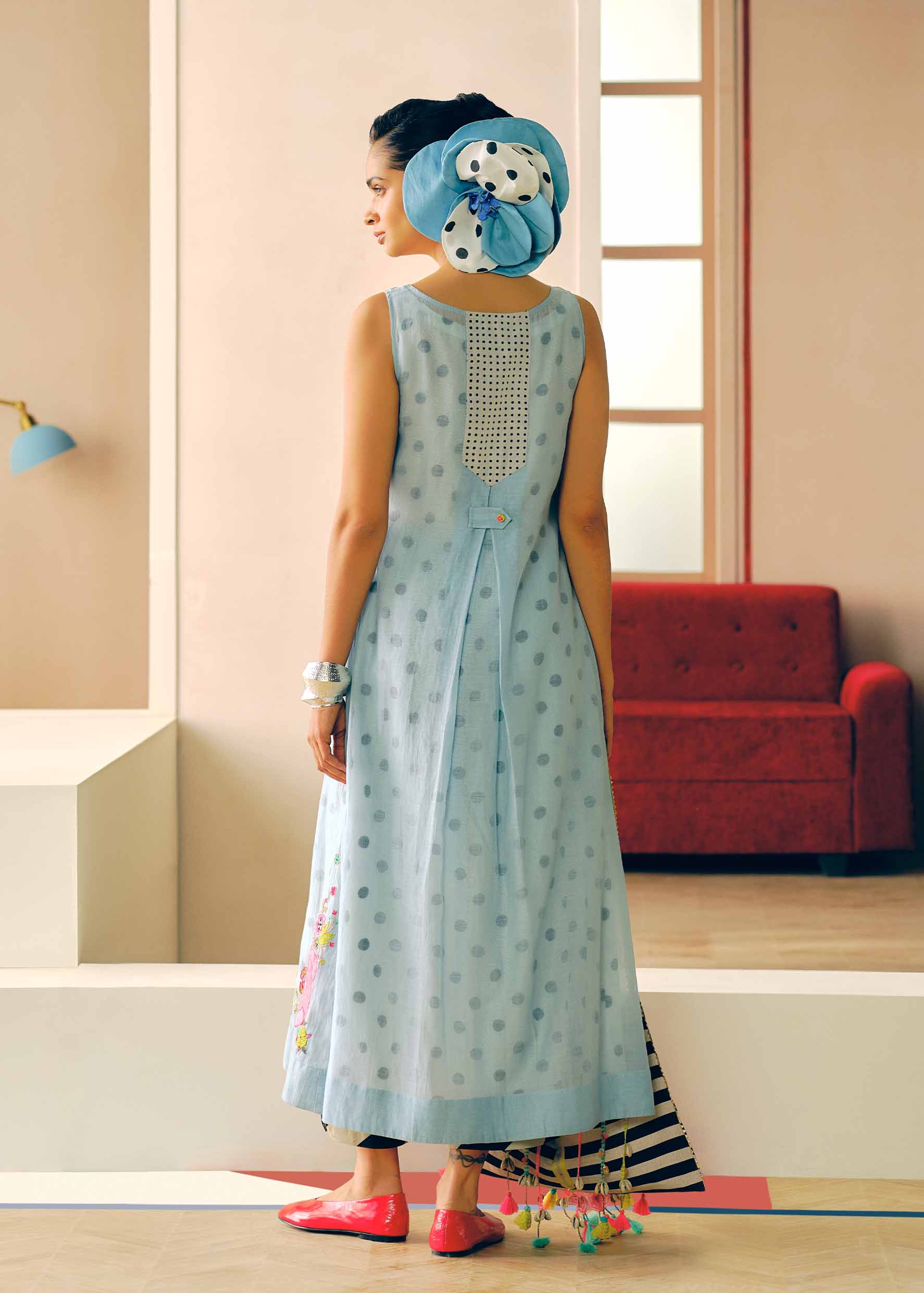 Zyra Ice Blue Pintucks Kurta Set