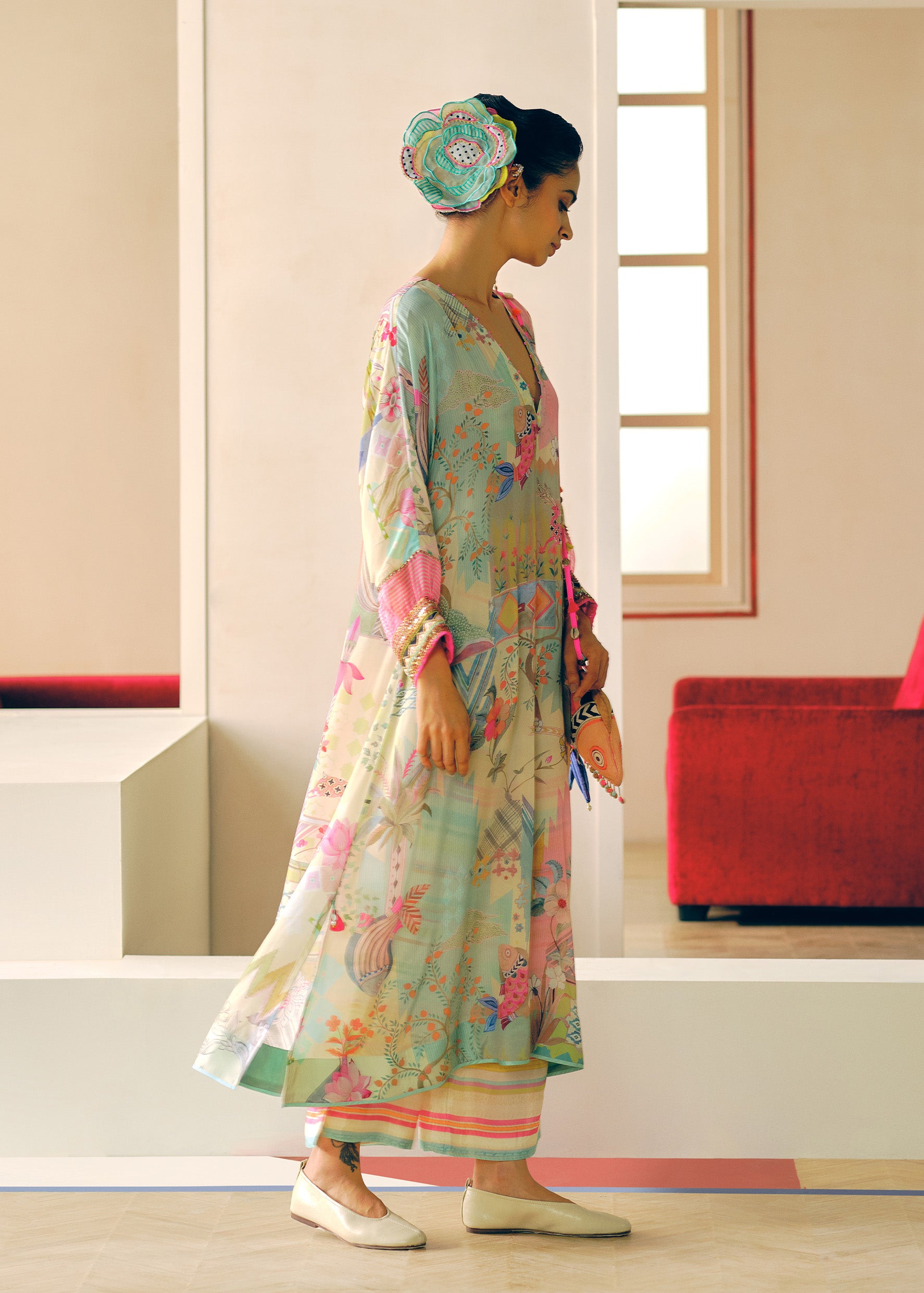 Zyra Ivory Gulrang Kaftan Kurta Set