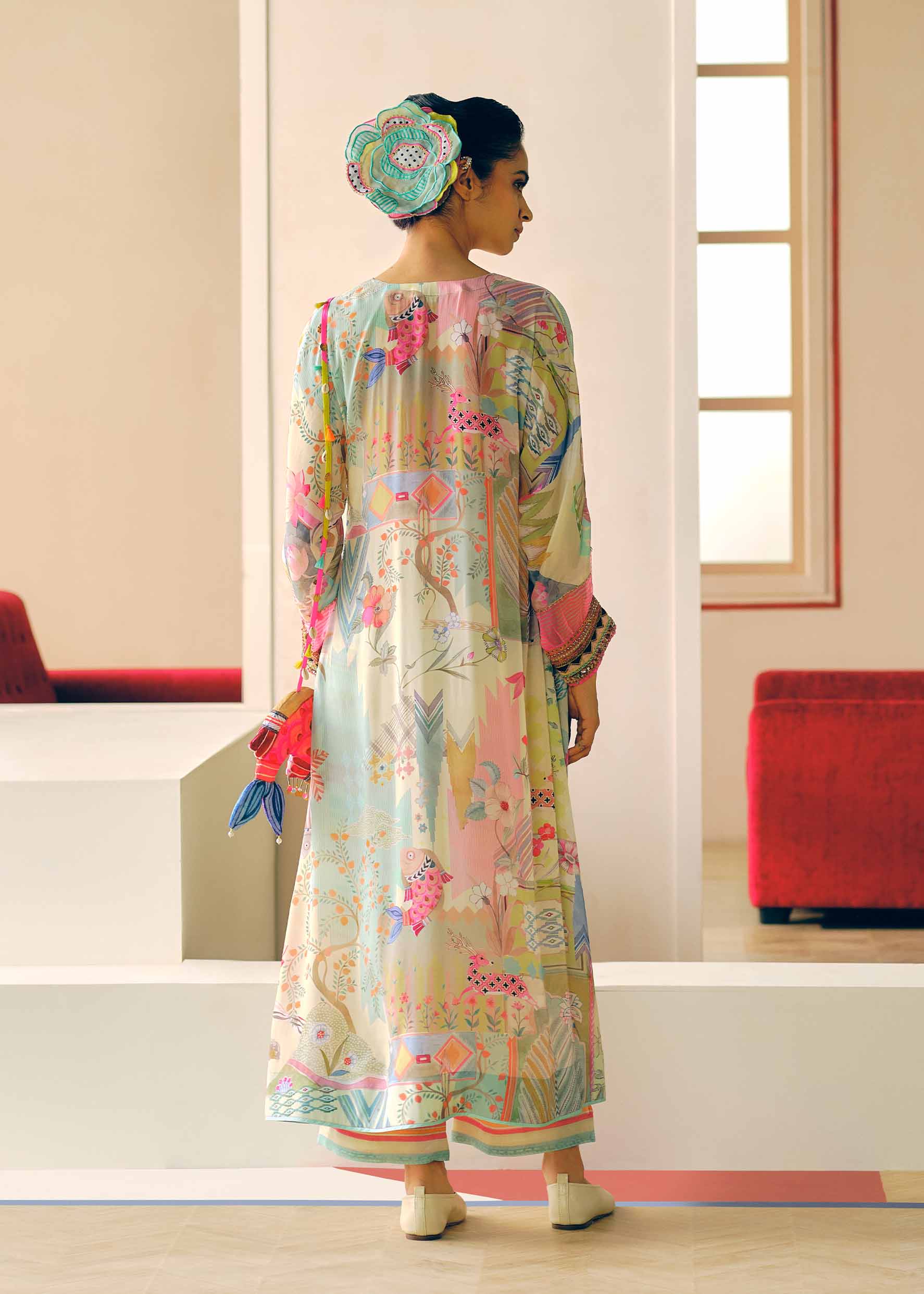 Zyra Ivory Gulrang Kaftan Kurta Set