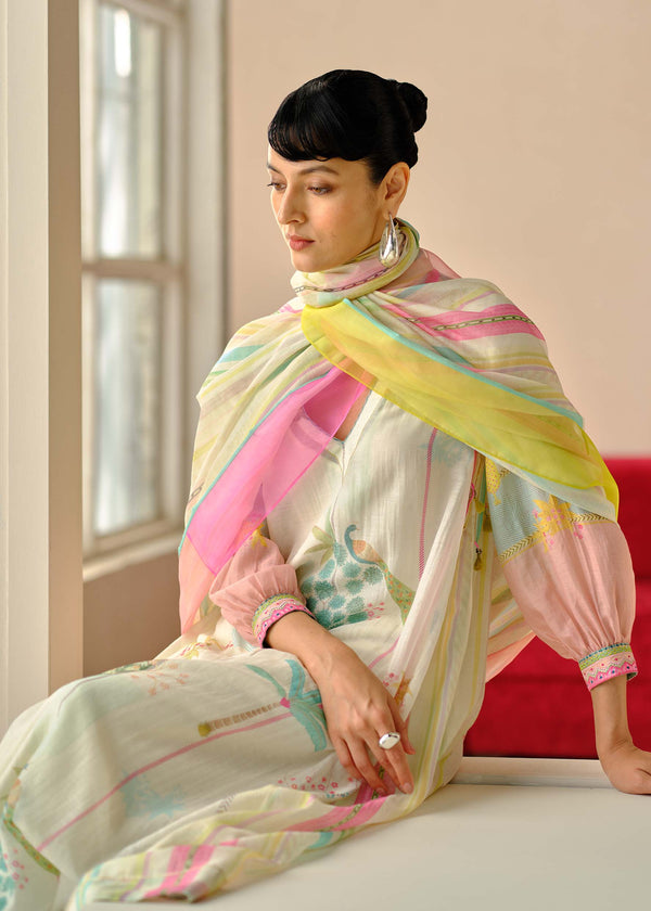 Zyra Ivory Nadira Printed Kurta Set