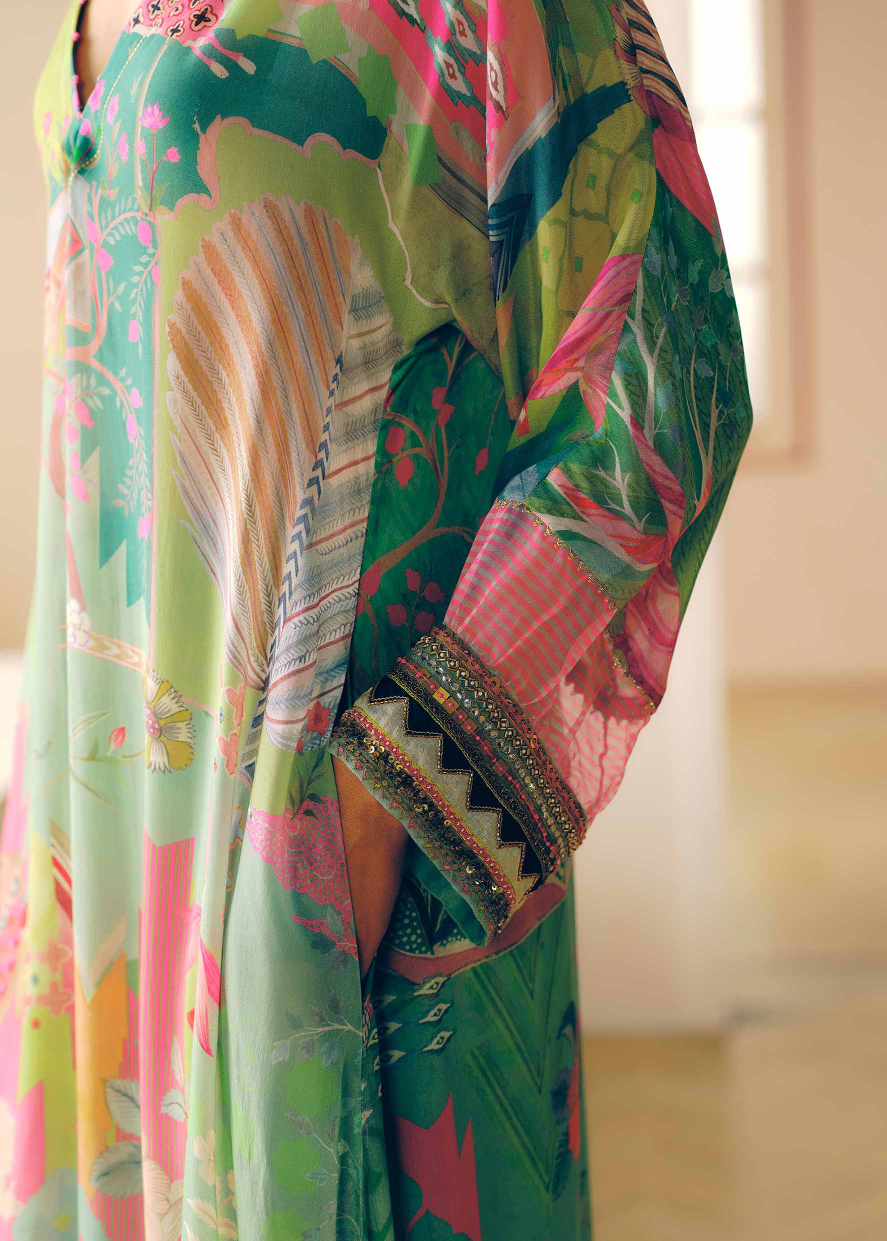 Zyra Green Gulrang Kaftan Kurta Set
