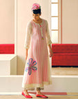Zyra Ivory - Pink Stripe Big Flower Kurta Set