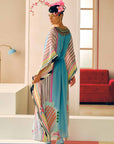 Zyra Ice Blue Printed Crepe Kaftan Dress