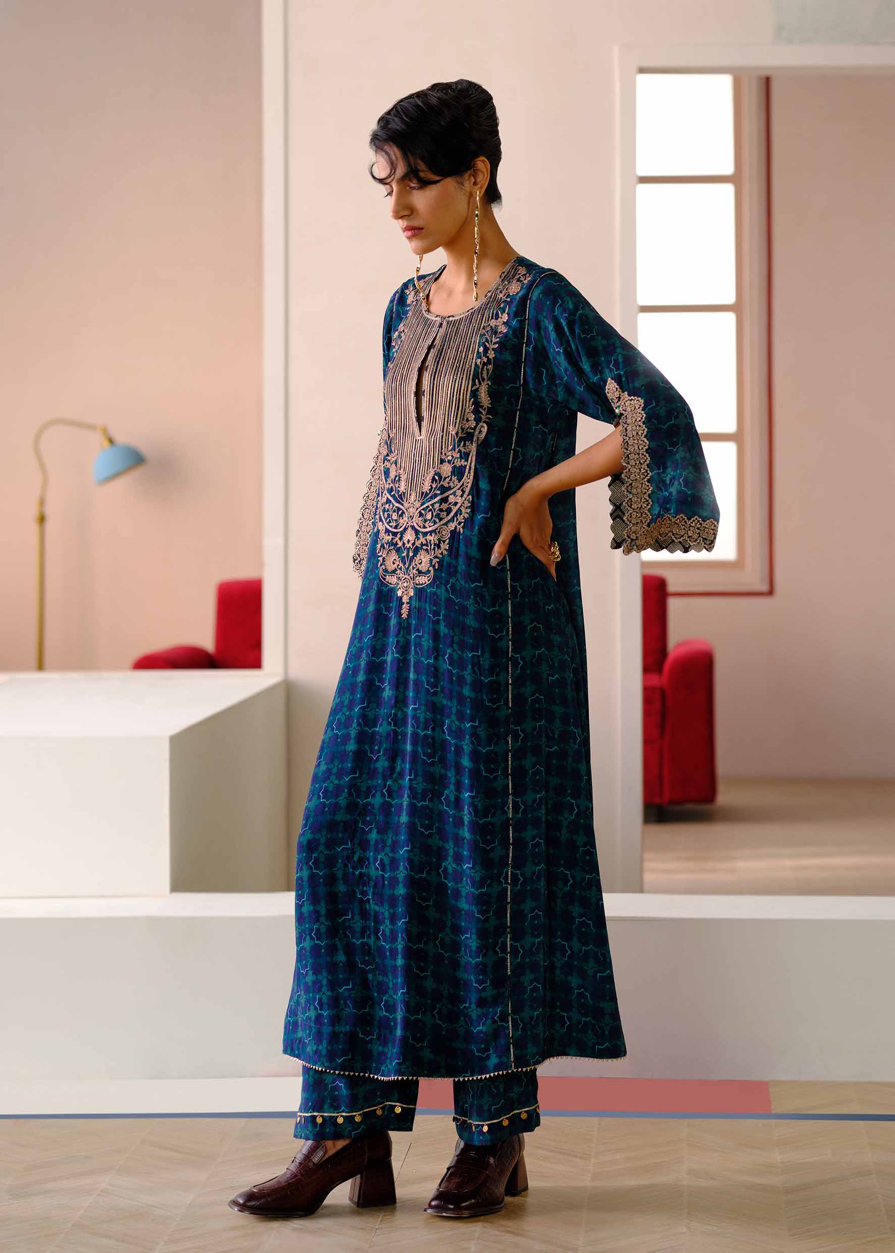 Zyra Midnight Blue Gultara Printed Kurta Set