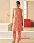 Zyra Rose Pink Scallop Embroidery Kurta Set